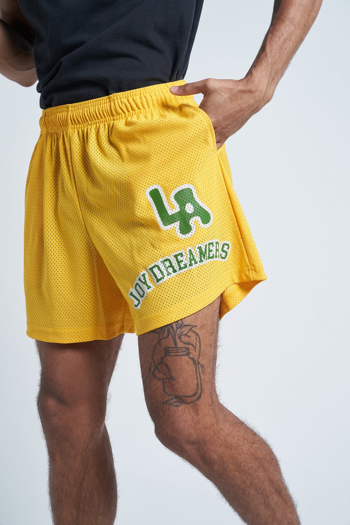 Yellow mesh shorts clearance