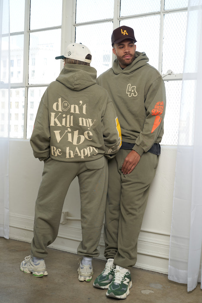Good Vibes Olive Hoodie - Joy Dreamers