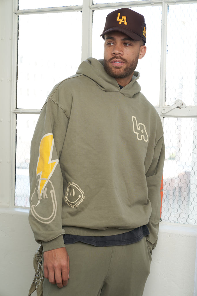 Good Vibes Olive Hoodie - Joy Dreamers