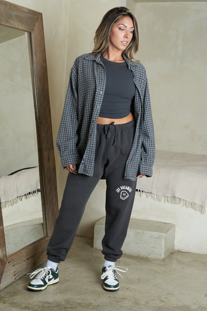 Vintage Joy Flannel -  Gray + White - Joy Dreamers
